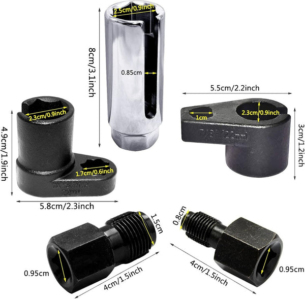 GT-OSS05 -5pc Oxygen Sensor Socket & Thread Chaser Set – 22mm (7/8