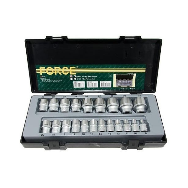 FO-4212-9 - Force 1/2" 21Pc Bihex Chrome Socket Set 8-32mm