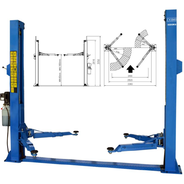 GT-R01 - Rhino 2 Post Base Lift 220v 4.0 Ton